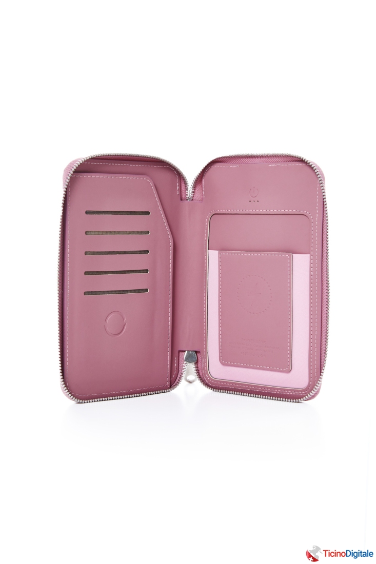 Borsa a tracolla con Powerbank integrata Rosa