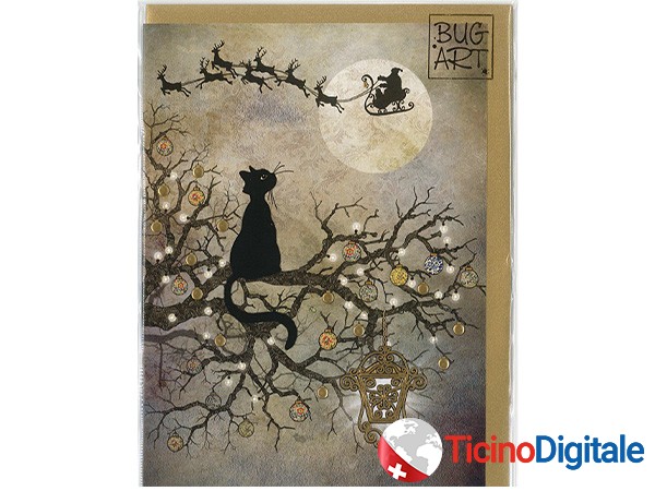 Bug Art xmas card Moon Cat