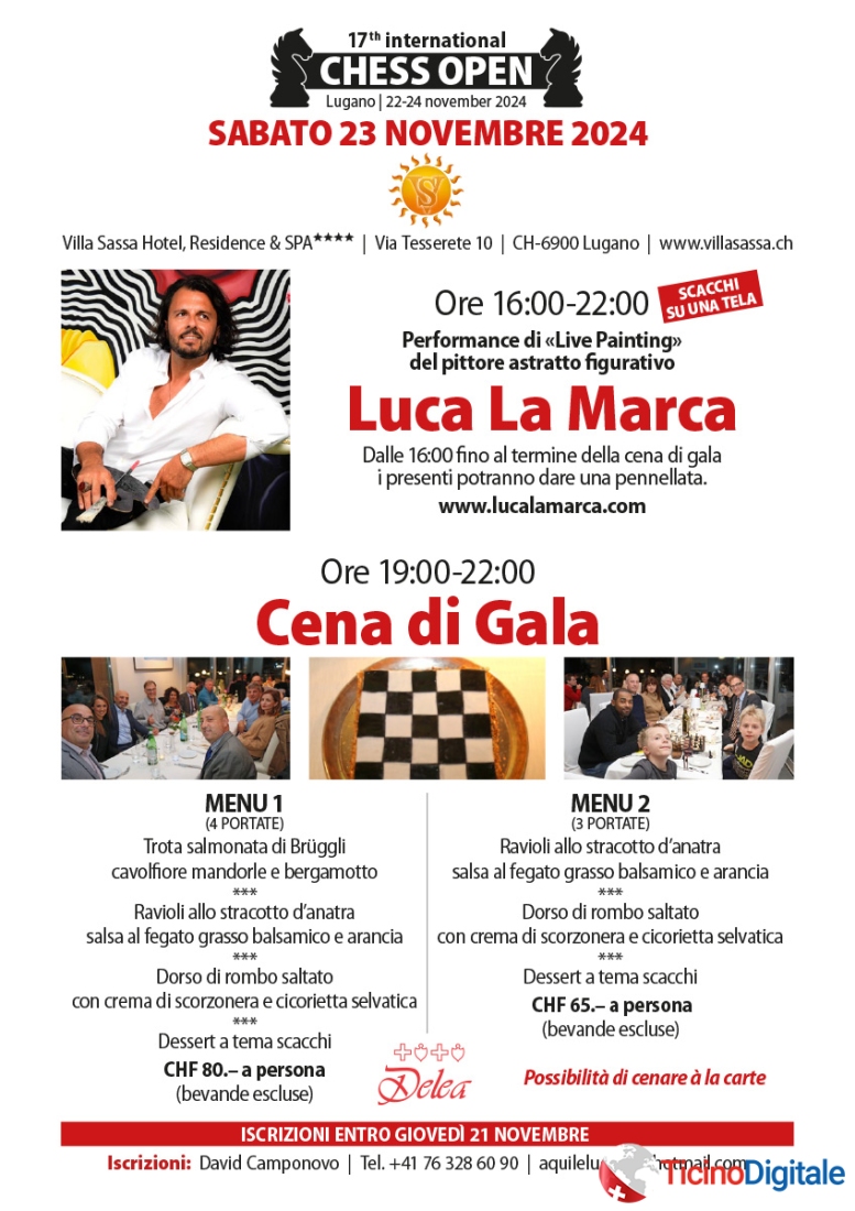 17. Open scacchistico di Lugano - Cena di Gala con Artista